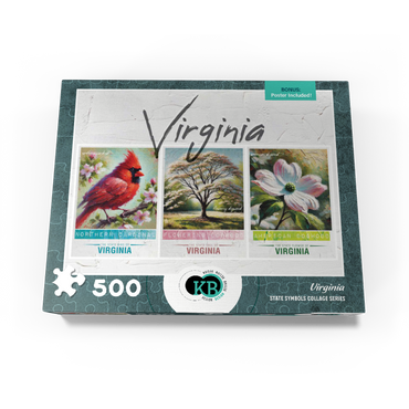 Virginia: Bird, Tree, Flower- State Symbols Collage Series 500 Jigsaw Puzzle box view3