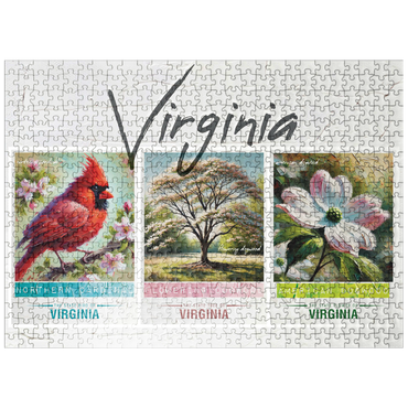 puzzleplate Virginia: Bird, Tree, Flower- State Symbols Collage Series 500 Jigsaw Puzzle