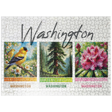 puzzleplate Washington: Bird, Tree, Flower- State Symbols Collage Series 500 Jigsaw Puzzle