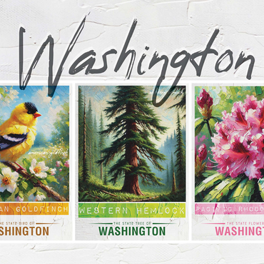 Washington: Bird, Tree, Flower- State Symbols Collage Series 500 Jigsaw Puzzle 3D Modell