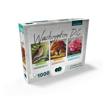 Washington D.C.: Bird, Tree, Flower- State Symbols Collage Series 1000 Jigsaw Puzzle box view2