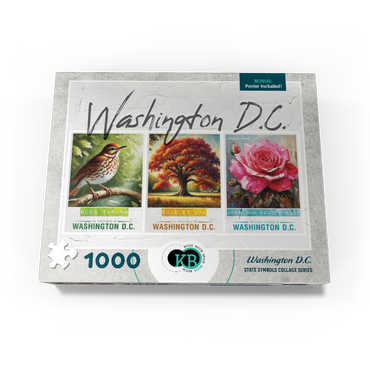 Washington D.C.: Bird, Tree, Flower- State Symbols Collage Series 1000 Jigsaw Puzzle box view3