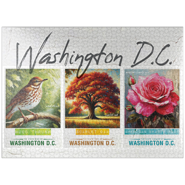 puzzleplate Washington D.C.: Bird, Tree, Flower- State Symbols Collage Series 1000 Jigsaw Puzzle