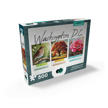Washington D.C.: Bird, Tree, Flower- State Symbols Collage Series 500 Jigsaw Puzzle box view2