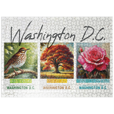 puzzleplate Washington D.C.: Bird, Tree, Flower- State Symbols Collage Series 500 Jigsaw Puzzle