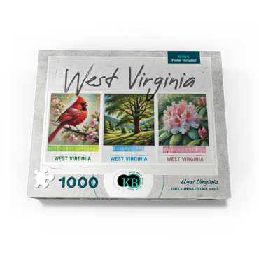 West Virginia: Bird, Tree, Flower- State Symbols Collage Series 1000 Jigsaw Puzzle box view3
