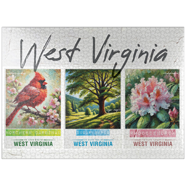 puzzleplate West Virginia: Bird, Tree, Flower- State Symbols Collage Series 1000 Jigsaw Puzzle
