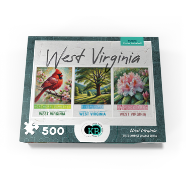 West Virginia: Bird, Tree, Flower- State Symbols Collage Series 500 Jigsaw Puzzle box view3