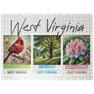 puzzleplate West Virginia: Bird, Tree, Flower- State Symbols Collage Series 500 Jigsaw Puzzle