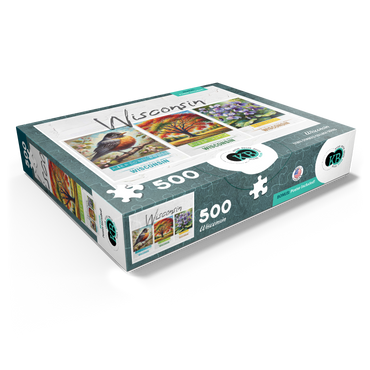 Wisconsin: Bird, Tree, Flower- State Symbols Collage Series 500 Jigsaw Puzzle box view1