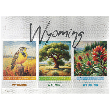 puzzleplate Wyoming: Bird, Tree, Flower- State Symbols Collage Series 1000 Jigsaw Puzzle