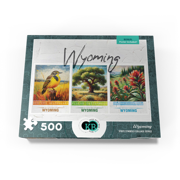 Wyoming: Bird, Tree, Flower- State Symbols Collage Series 500 Jigsaw Puzzle box view3