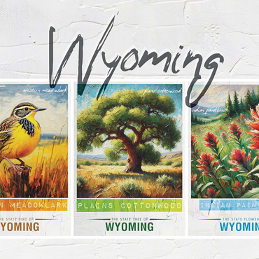 Wyoming: Bird, Tree, Flower- State Symbols Collage Series 500 Jigsaw Puzzle 3D Modell