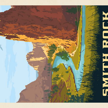 Smith Rock State Park, Oregon, Vintage Poster 100 Jigsaw Puzzle 3D Modell