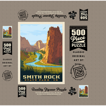 Smith Rock State Park, Oregon, Vintage Poster 500 Jigsaw Puzzle box 3D Modell