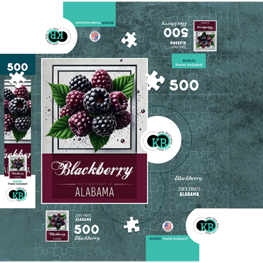 Colorful Fruits: Alabama, Blackberry -State Fruits Series 500 Jigsaw Puzzle box 3D Modell