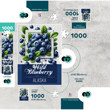 Colorful Fruits: Alaska, Wild Blueberry -State Fruits Series 1000 Jigsaw Puzzle box 3D Modell
