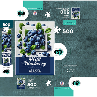 Colorful Fruits: Alaska, Wild Blueberry -State Fruits Series 500 Jigsaw Puzzle box 3D Modell