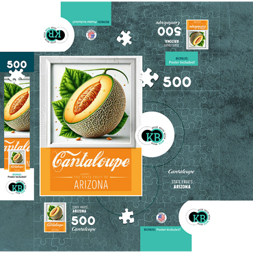 Colorful Fruits: Arizona, Cantaloupe -State Fruits Series 500 Jigsaw Puzzle box 3D Modell