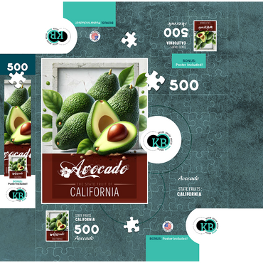 Colorful Fruits: California, Avocado -State Fruits Series 500 Jigsaw Puzzle box 3D Modell