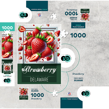 Colorful Fruits: Delaware, Strawberry -State Fruits Series 1000 Jigsaw Puzzle box 3D Modell