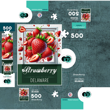 Colorful Fruits: Delaware, Strawberry -State Fruits Series 500 Jigsaw Puzzle box 3D Modell