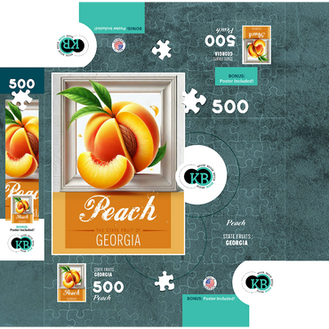 Colorful Fruits: Georgia, Peach -State Fruits Series 500 Jigsaw Puzzle box 3D Modell