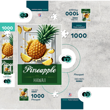 Colorful Fruits: Hawaii, Pineapple -State Fruits Series 1000 Jigsaw Puzzle box 3D Modell