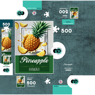 Colorful Fruits: Hawaii, Pineapple -State Fruits Series 500 Jigsaw Puzzle box 3D Modell