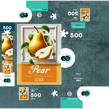 Colorful Fruits: Iowa, Pear -State Fruits Series 500 Jigsaw Puzzle box 3D Modell