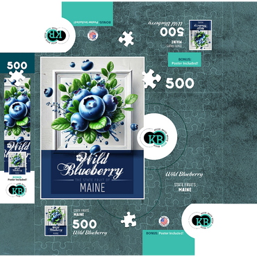 Colorful Fruits: Maine, Wild Blueberry -State Fruits Series 500 Jigsaw Puzzle box 3D Modell