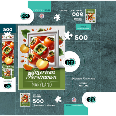 Colorful Fruits: Maryland, American Persimmon -State Fruits Series 500 Jigsaw Puzzle box 3D Modell
