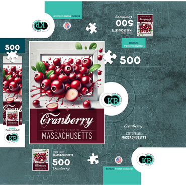 Colorful Fruits: Massachusetts, Cranberry -State Fruits Series 500 Jigsaw Puzzle box 3D Modell