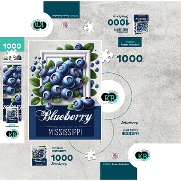 Colorful Fruits: Mississippi, Blueberry -State Fruits Series 1000 Jigsaw Puzzle box 3D Modell