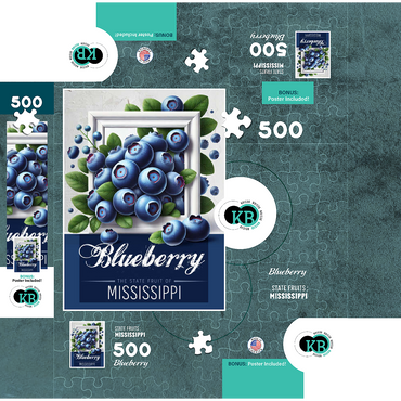 Colorful Fruits: Mississippi, Blueberry -State Fruits Series 500 Jigsaw Puzzle box 3D Modell