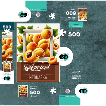 Colorful Fruits: Nebraska, Apricot -State Fruits Series 500 Jigsaw Puzzle box 3D Modell
