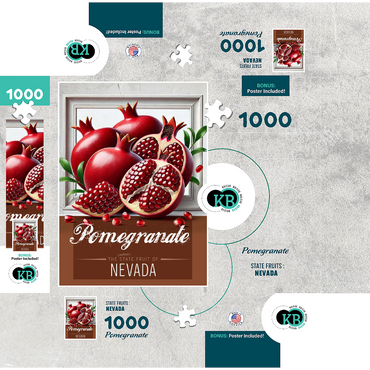 Colorful Fruits: Nevada, Pomegranate -State Fruits Series 1000 Jigsaw Puzzle box 3D Modell