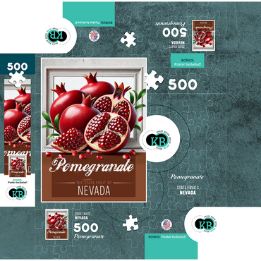Colorful Fruits: Nevada, Pomegranate -State Fruits Series 500 Jigsaw Puzzle box 3D Modell