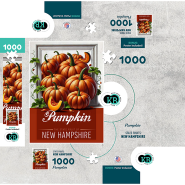 Colorful Fruits: New Hampshire, Pumpkin -State Fruits Series 1000 Jigsaw Puzzle box 3D Modell