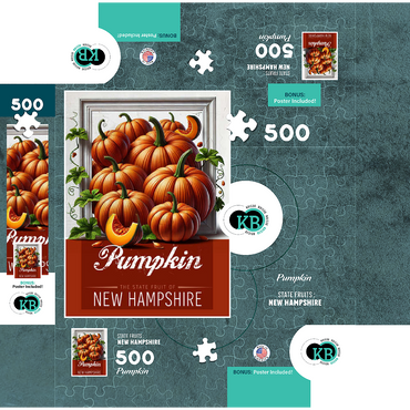 Colorful Fruits: New Hampshire, Pumpkin -State Fruits Series 500 Jigsaw Puzzle box 3D Modell