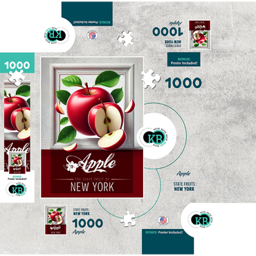 Colorful Fruits: New York, Apple -State Fruits Series 1000 Jigsaw Puzzle box 3D Modell