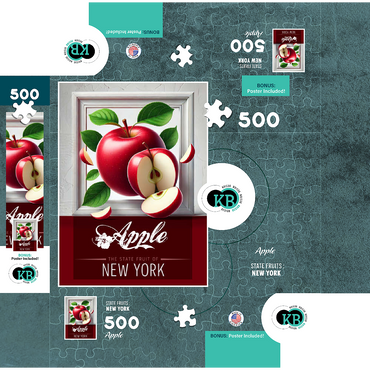 Colorful Fruits: New York, Apple -State Fruits Series 500 Jigsaw Puzzle box 3D Modell
