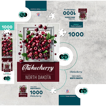 Colorful Fruits: North Dakota, Chokecherry -State Fruits Series 1000 Jigsaw Puzzle box 3D Modell