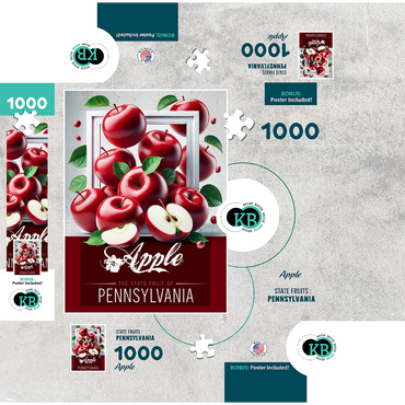 Colorful Fruits: Pennsylvania, Apple -State Fruits Series 1000 Jigsaw Puzzle box 3D Modell