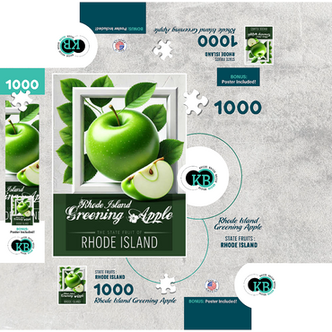 Colorful Fruits: Rhode Island, Greening Apple -State Fruits Series 1000 Jigsaw Puzzle box 3D Modell