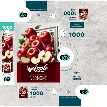 Colorful Fruits: Vermont, Apple -State Fruits Series 1000 Jigsaw Puzzle box 3D Modell