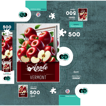 Colorful Fruits: Vermont, Apple -State Fruits Series 500 Jigsaw Puzzle box 3D Modell