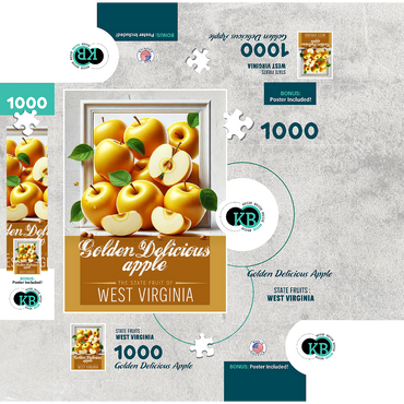 Colorful Fruits: West Virginia, Golden Delicious Apple -State Fruits Series 1000 Jigsaw Puzzle box 3D Modell