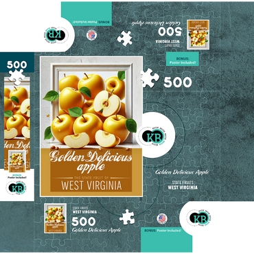 Colorful Fruits: West Virginia, Golden Delicious Apple -State Fruits Series 500 Jigsaw Puzzle box 3D Modell