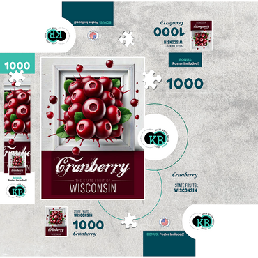 Colorful Fruits: Wisconsin, Cranberry -State Fruits Series 1000 Jigsaw Puzzle box 3D Modell